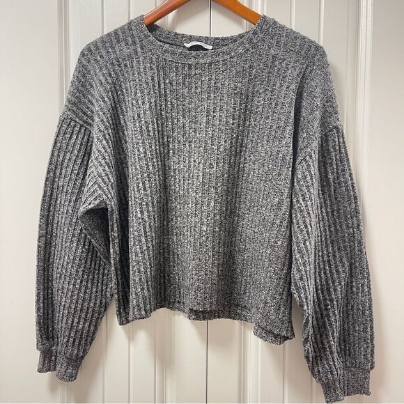 Zara Trafuluc Gray Ribbed Knit Sweater - M - Picture 3 of 12